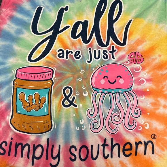 Simply Southern Tye-Dye size Small “Ya’ll are just PB & Jellyfish” long sleeve - Picture 6 of 14